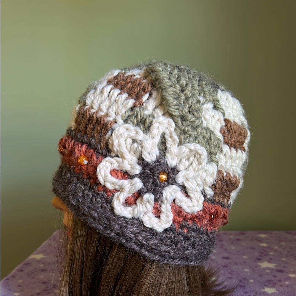 Elegant crochet beanie medium soft thick acrylic yarn new warm
